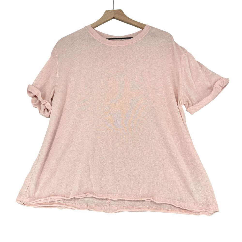 Free People We the Free Cassidy Top Large Light Pink Tee Oversized Casual Boho - Picture 2 of 10